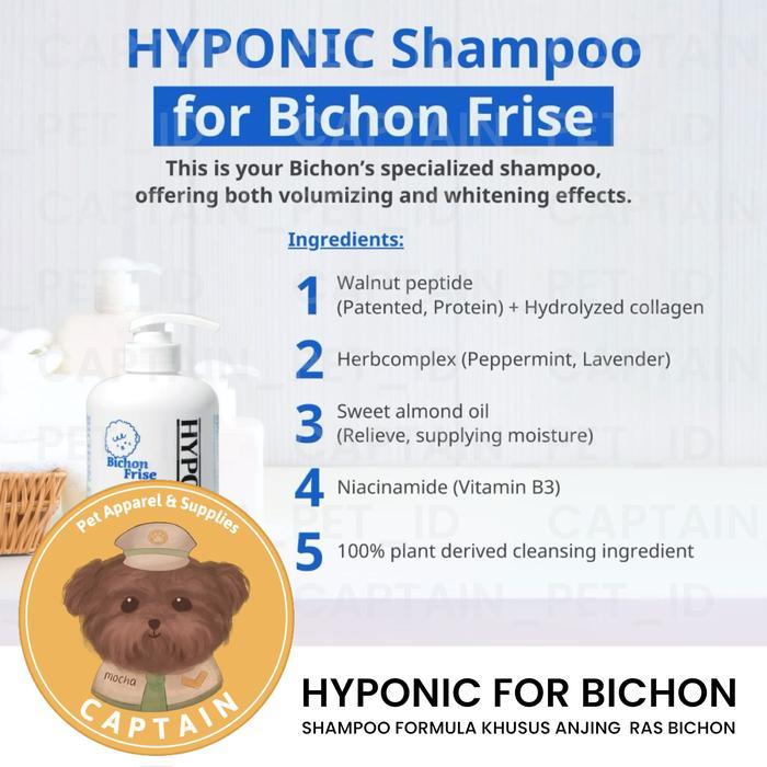 ` HYPONIC SHAMPOO BICHON FRISE GROOMING FORMULA UNTUK ANJING RAS BICHON DOG WHITENING VOLUMIZING