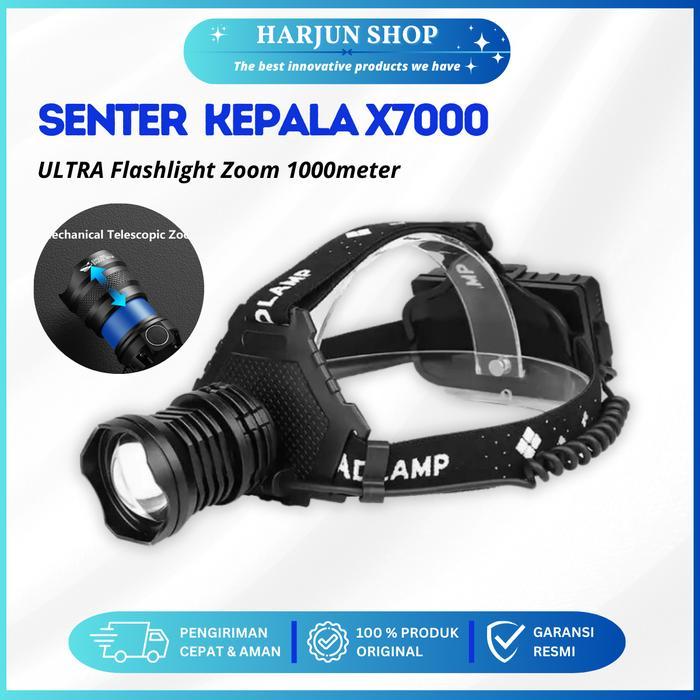 Senter Kepala Gunung X7000 Headlamp 100000 Lumens Super Terang Rechargable