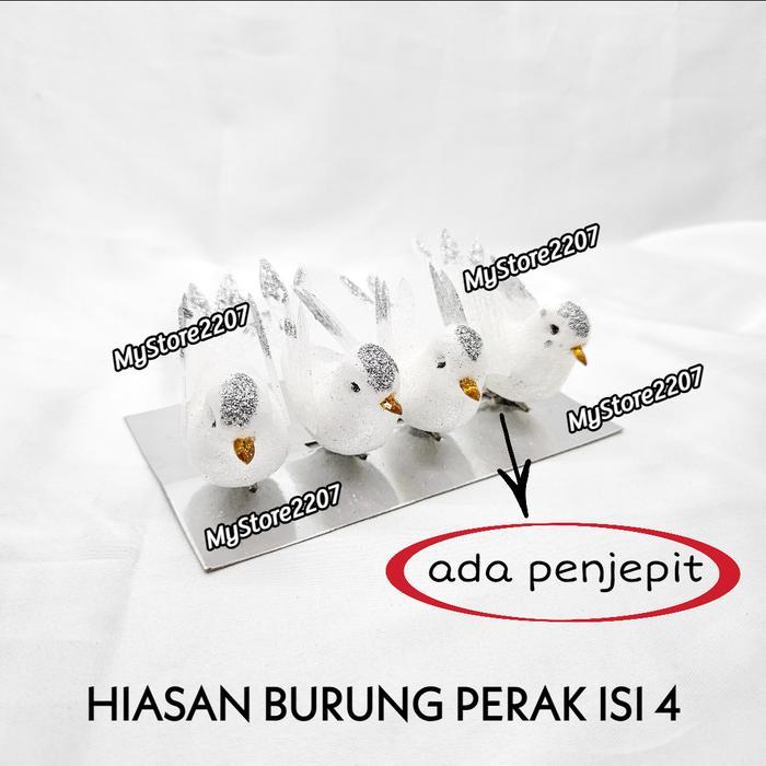 Jepitan Burung Merpati Putih ISI 4 / Hiasan Burung Merpati Putih Glitter / Dekorasi Pohon Natal
