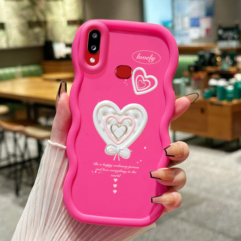 Casing Hp Untuk Samsung A10s M01s Case Hati Putih Bow Cesing Polos Kasing Macaron gelombang Kesing S