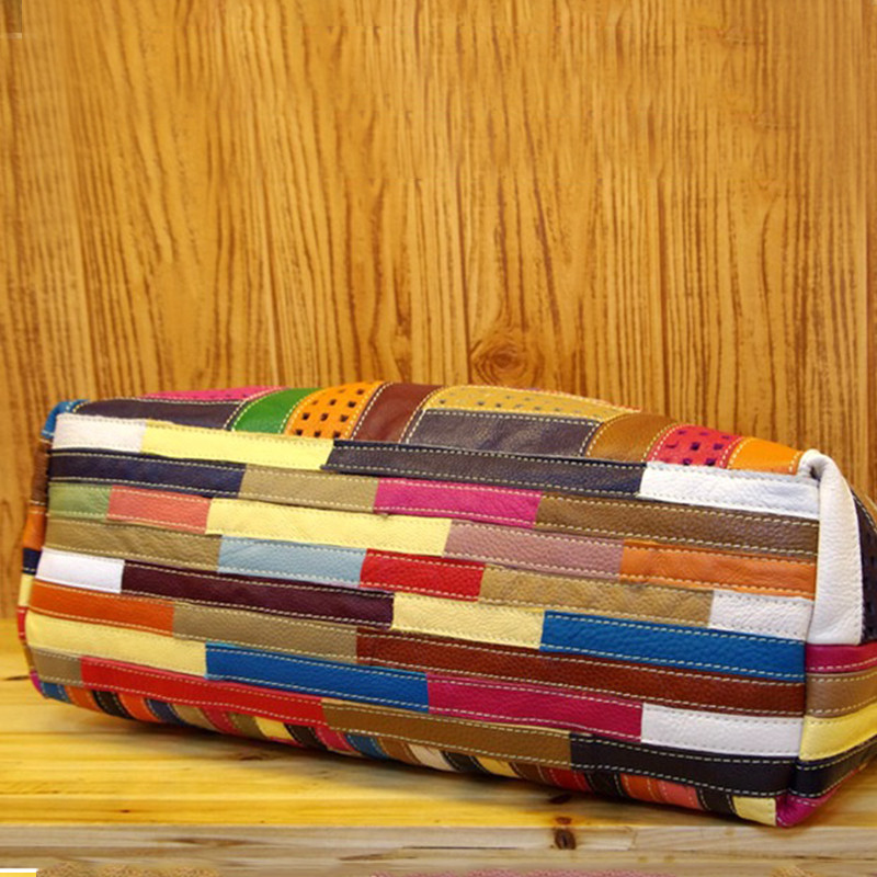 iPinee women genuine leather handbag large bag for women shoulder bags patchwork designer High