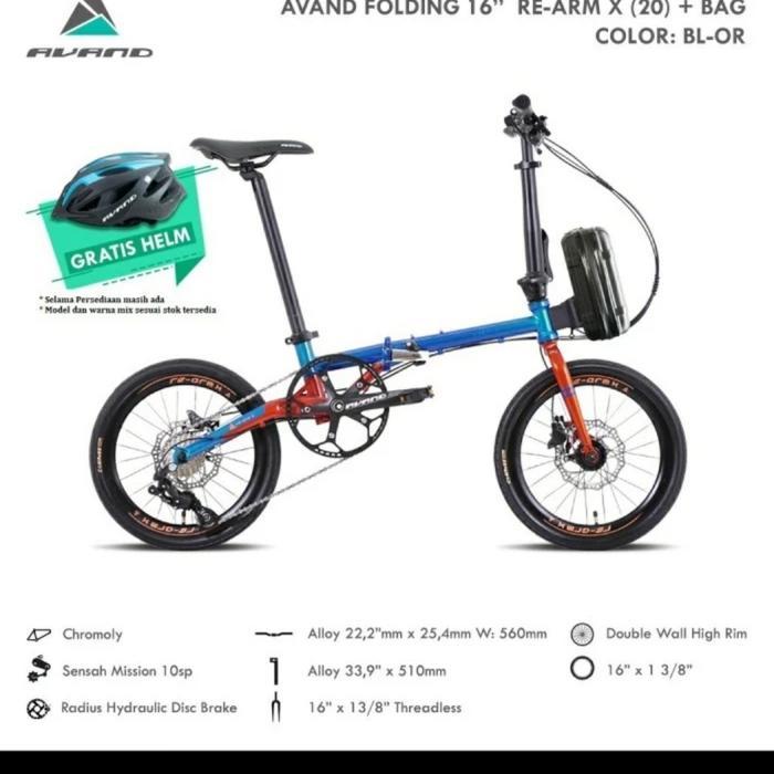TERLARIS Sepeda Lipat Avand Re Arm X 16 inch 10speed Selamat Berbelanja