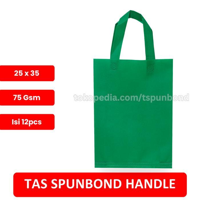TAS HLS / TAS HANDLE SPUNBOND UKURAN 25X35 LUSINAN - WARNA HIJAU TUA