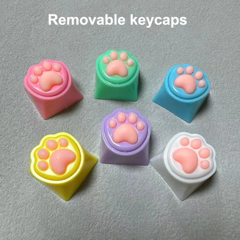 Cat Pawl 9 Keyboard Decompression Keychain with LED Bag Charm for Adults Teen Anti Stress Finger