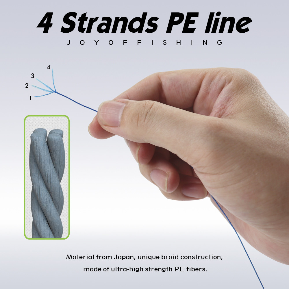 JOF 300M 500M 1000M 8 Strands 4 Strands 18-88LB PE Braided Fishing Wire Multifilament Super Strong