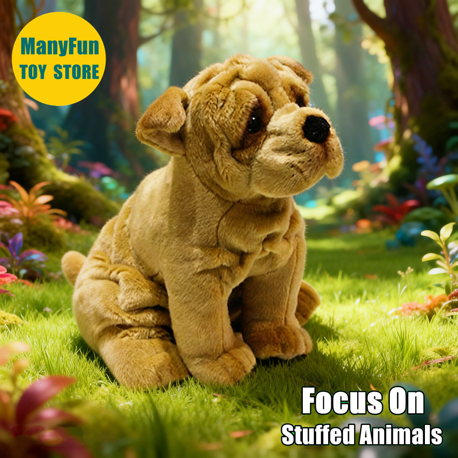 Shar Pei Plush Dog Bulldog Plushie Shar Pei Dog Plush Toy Lifelike Pug Stuffed Animal Simulation