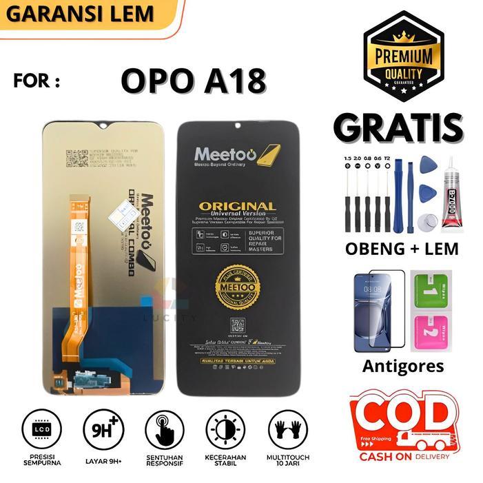 lcd Touchscreen COMPATIBLE HP oppo a18 Fullset OrigiaL Gratis LEM + OBENG + ANTIGORES *