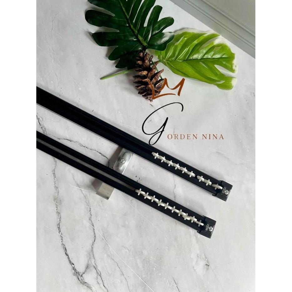 "New" Set Tiang Rel Vitrase Double Alumunium Gorden