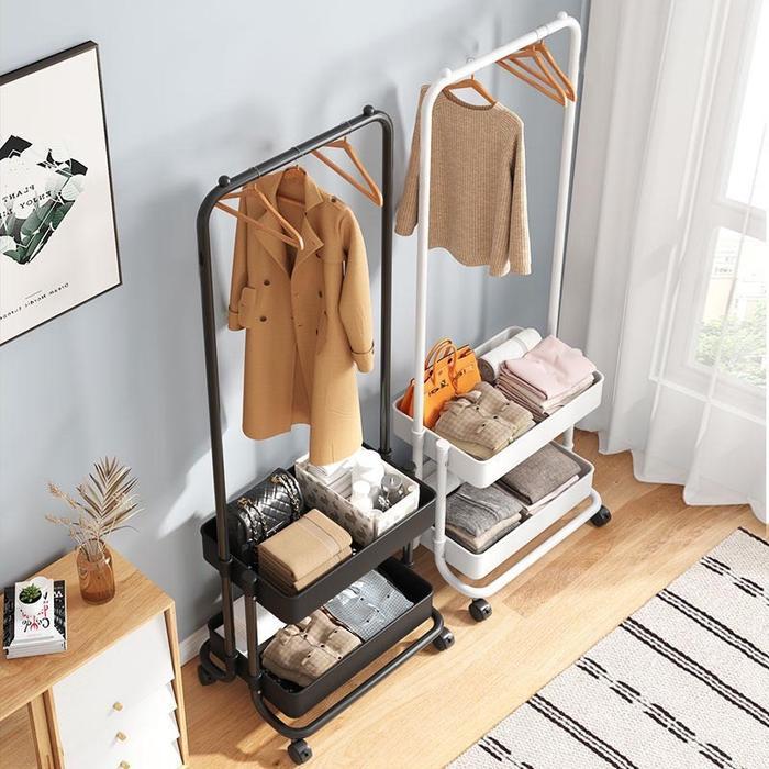 SHENAR RAK GANTUNGAN BAJU TROLI SUSUN / TROLI GANTUNG 2 SUSUN SERBAGUNA / STAND HANGER BAJU /