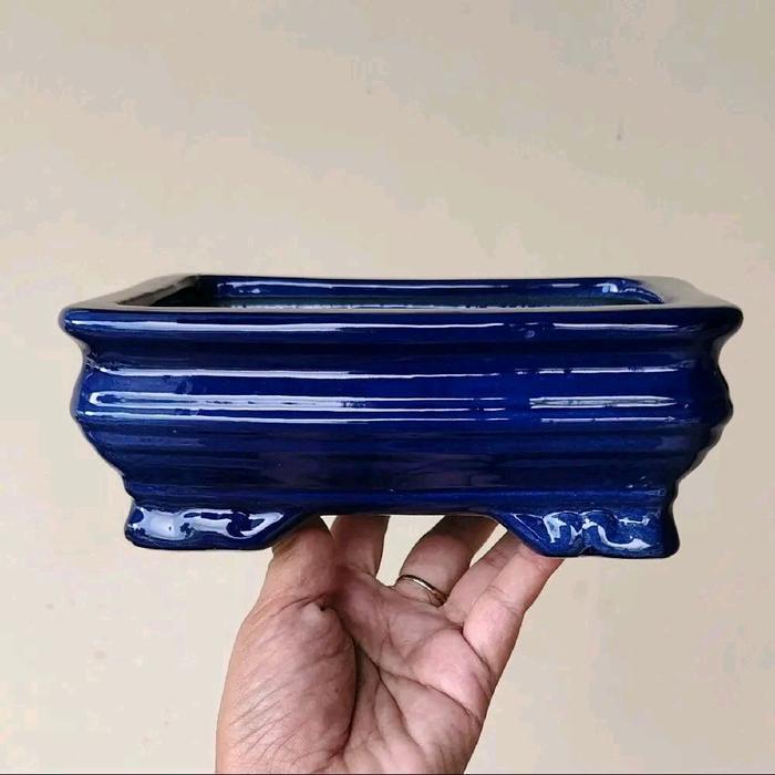 pot keramik kotak bonsai berkaki
