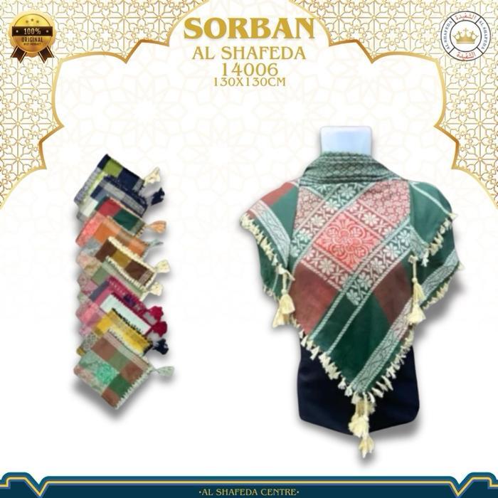 Al Shafeda Sorban Al Shafeda Jacquard Art 14006 Selendang Jumbo Premium Wol 130 cm x 130 cm Made in