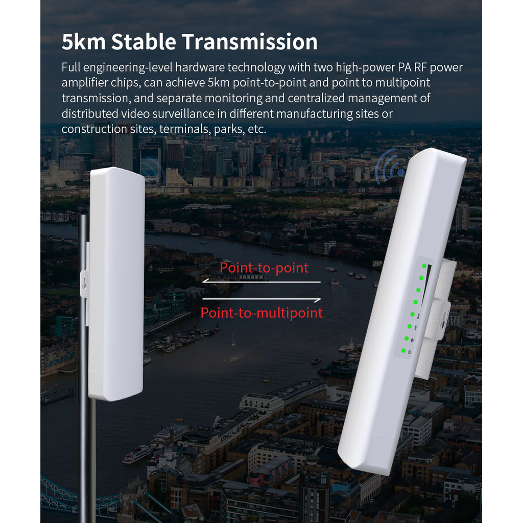 . 2Pc 900Mbps 5.8Ghz Outdoor Wireless Ap Bridge Long Range 5Km Wifi Cpe -