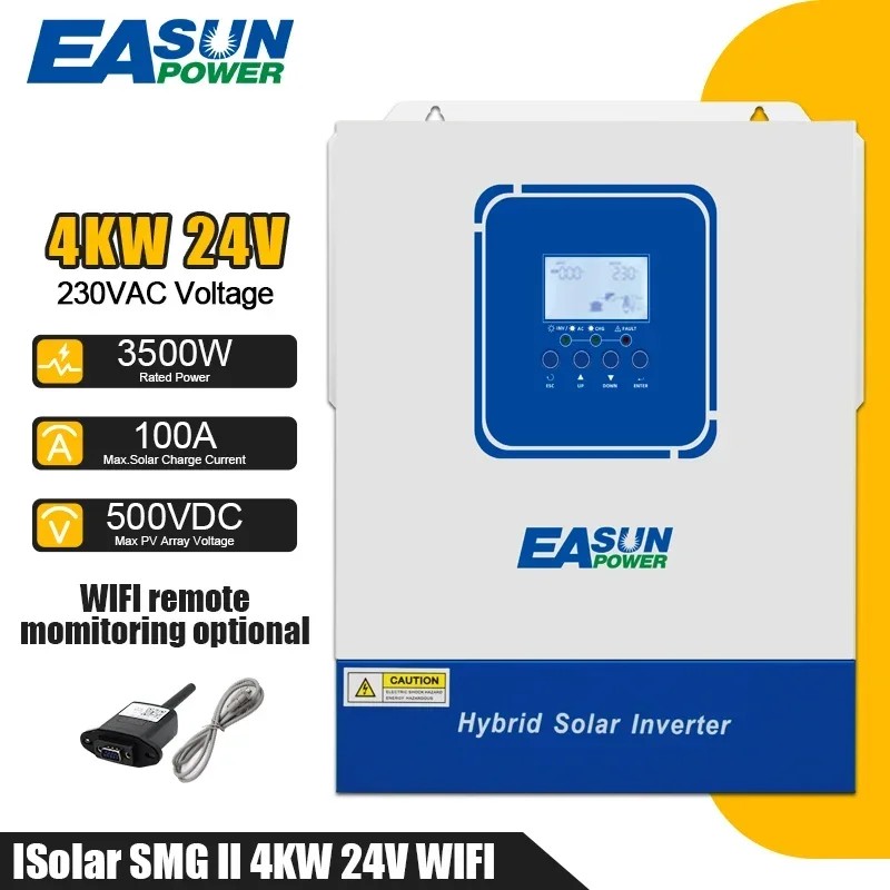 . Easun Hybrid Solar Inverter 4Kw 2Kw Pure Sine Inverter 24V 12V Solar Inverter Charger -