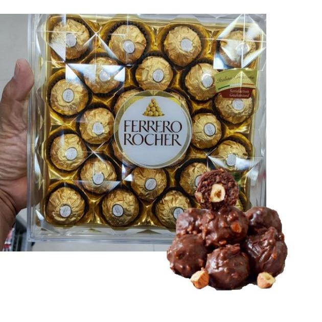 Camilan Coklat bulat dengan kacang hazelnut Ferrero Rocher 16 & 24 pcs