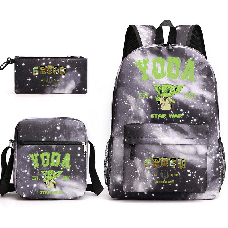 Yoda School Bag Set for Boys Girls Kids Bookbag Tote Pencil Case with Star Wars Print Backpack for