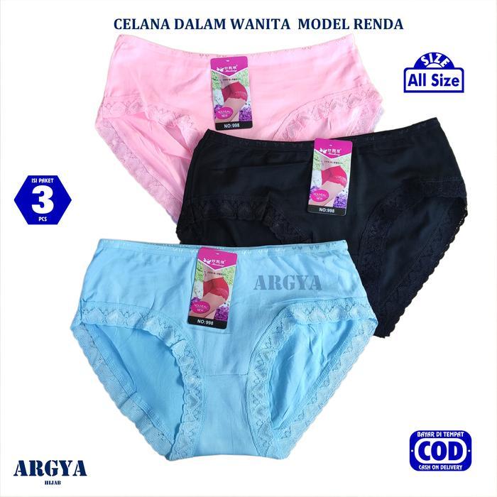 3 Pcs Celana Dalam Perempuan Renda Sempak Wanita