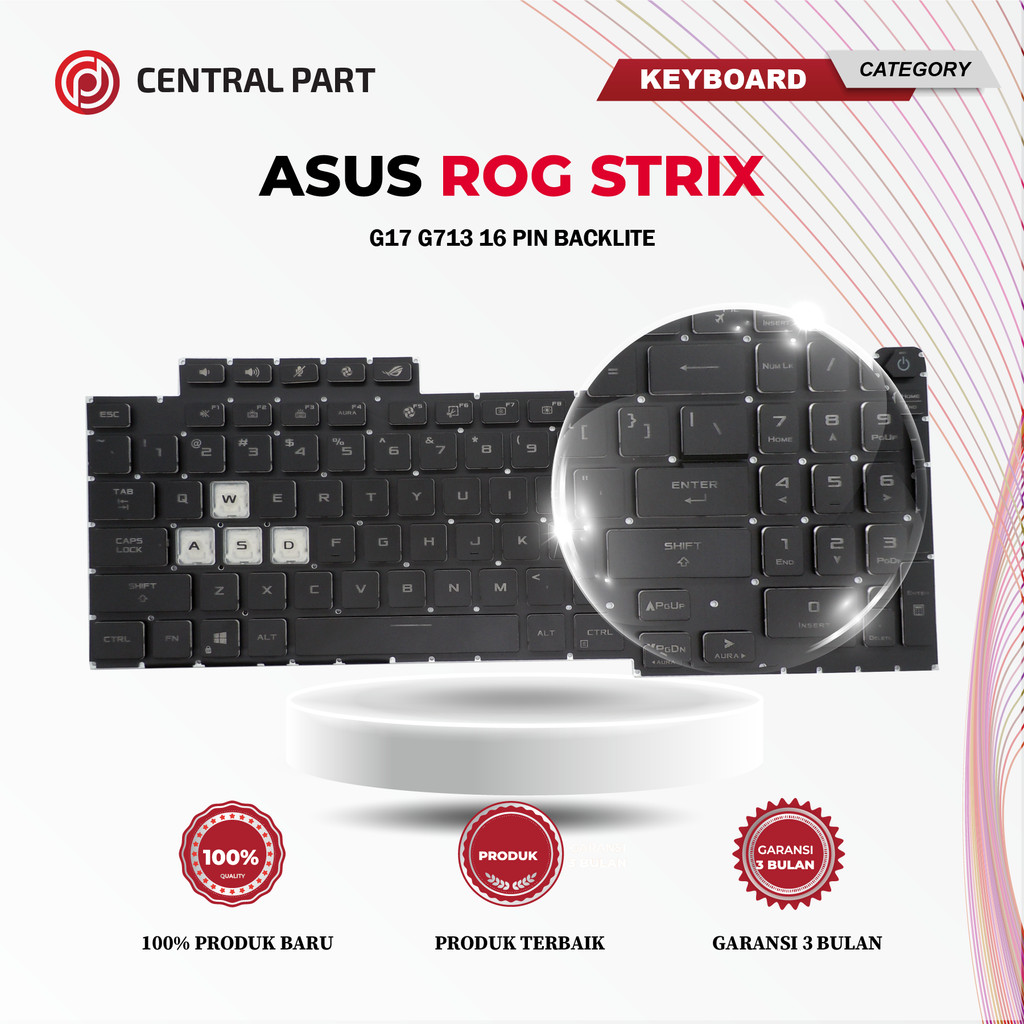 Keyboard Asus Rog Strix g17 g713 16 Pin Backlite