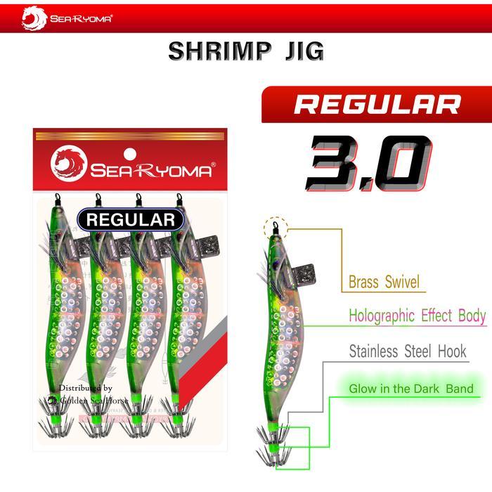 Searyoma Reguler Shrimp Fishing Squid Hook - Umpan Pancing Cumi Berbentuk Udang-Udangan Size 3.0