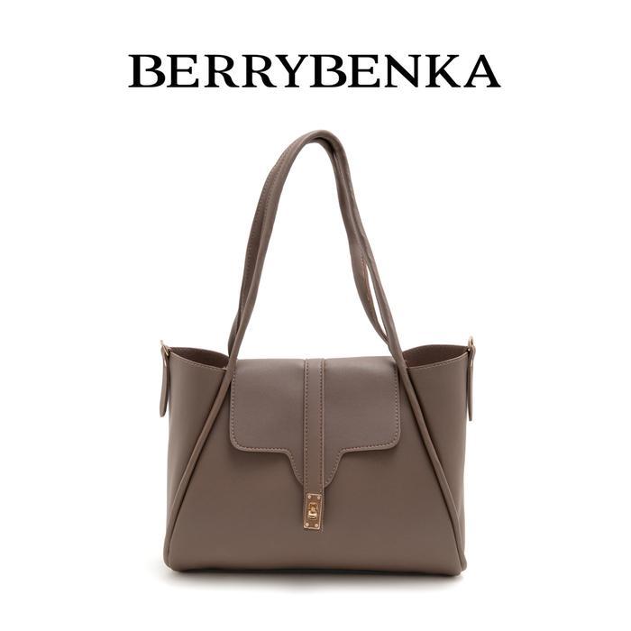 Promo Berrybenka - Tas Wanita Totebag Tekka Naomi Tote Bag Kulit Pu Polos Hitam Cokelat Original