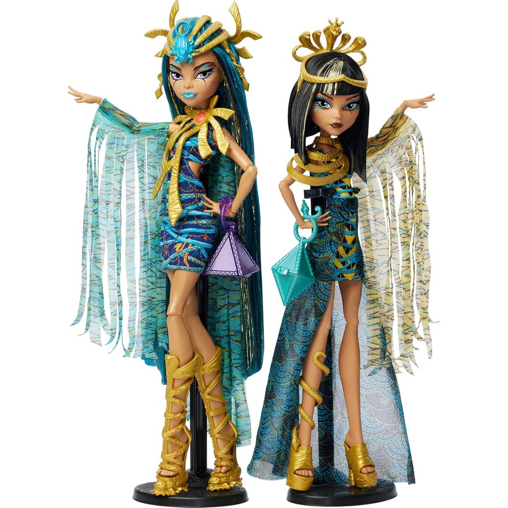 Monster High Fashion Doll Set, Mummy Majesties Cleo & Nefera De Nile Collectible 2-Pack