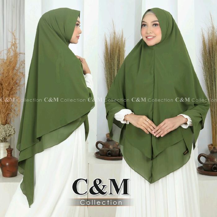 Khimar Jumbo Lancip 2Layer/Khimar Ceruty Babydoll Premium Layer Panjang Jilbab Syari