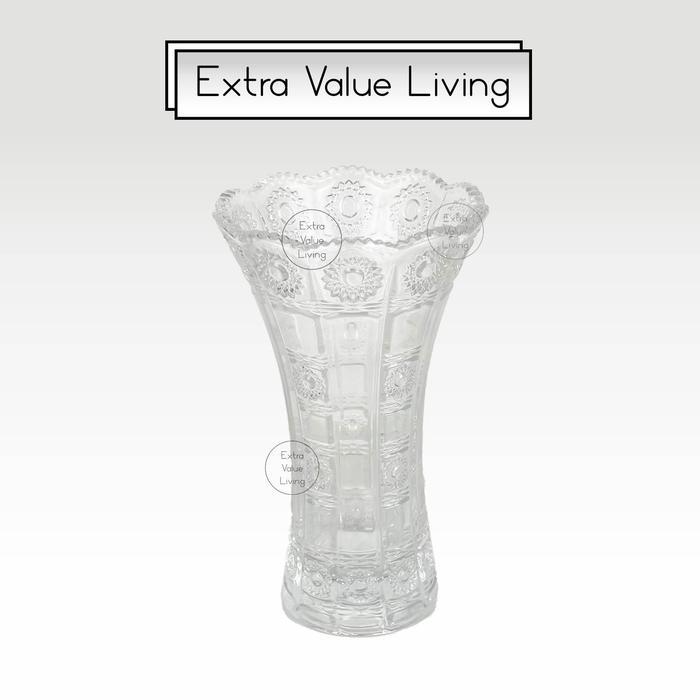 Vas Bunga Kaca Kristal 30 CM Vas Bunga Bohemian Vas Bunga Kristal Estetik Czech Design