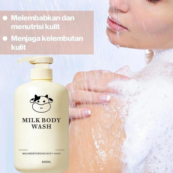 800ml Milk Sabun pemutih badan Shower gel susu Sabun Mandi Cair Body Wash Susu Kambing Pemutih