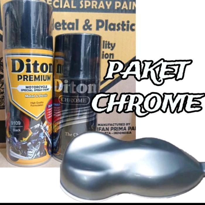 PAKET LENGKAP CHROME chrome cat diton premium 9109 black chrome 300cc