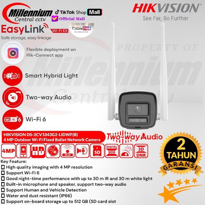 HIKVISION IP Camera CCTV WiFi Outdoor 4MP DS-2CV1043G2-LIDWF Kamera Jaringan Outdoor dengan Resolusi