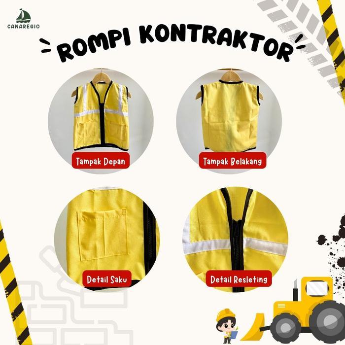 Baju Profesi Anak Kontraktor Kostum Rompi Pekerja Proyek