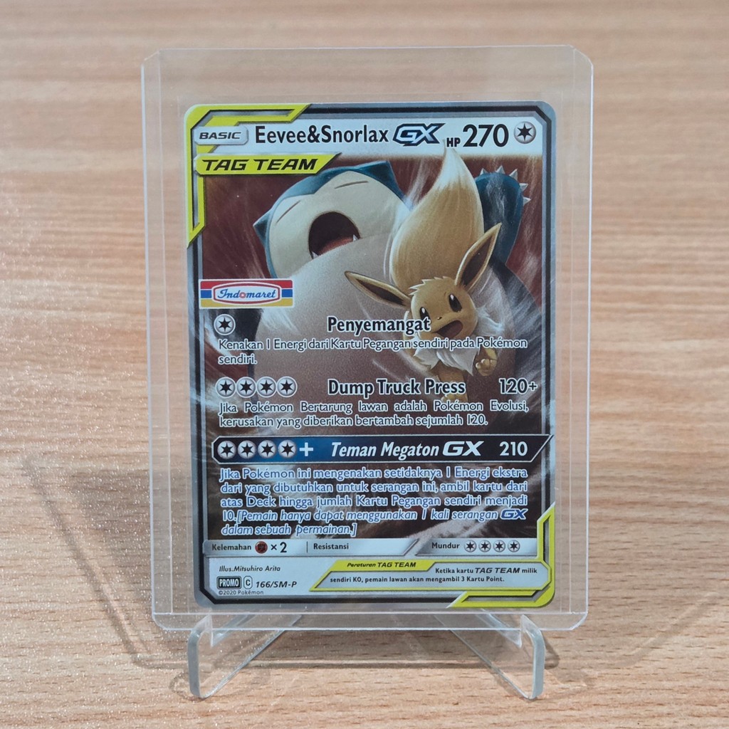 Kartu TCG Pokemon Promo Eevee & Snorlax GX 166/SM-P Indomaret TCG Indonesia