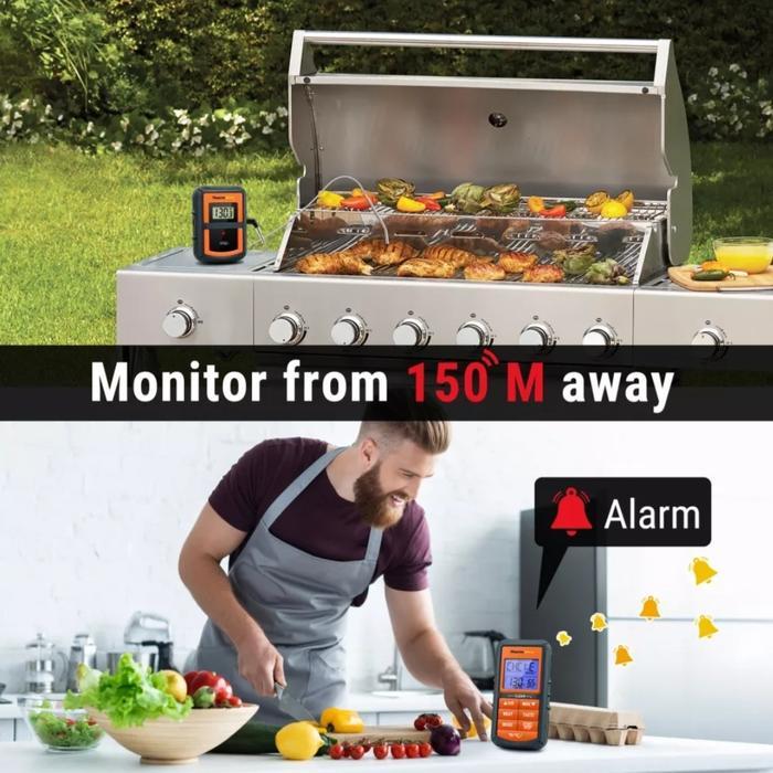 THERMOPRO TP07S 100M WIRELESS THERMOMETER & REMOTE F MEAT BBQ W TIMER
