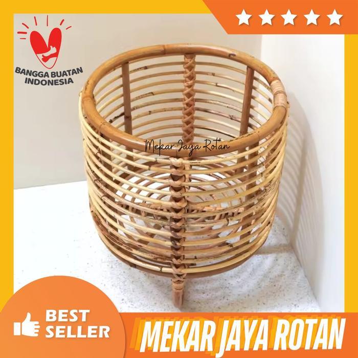 Best Seller Standing Pot Bunga Rotan Alami/ Keranjang Anyaman Cover Pot Rotan Unik Termurah Original