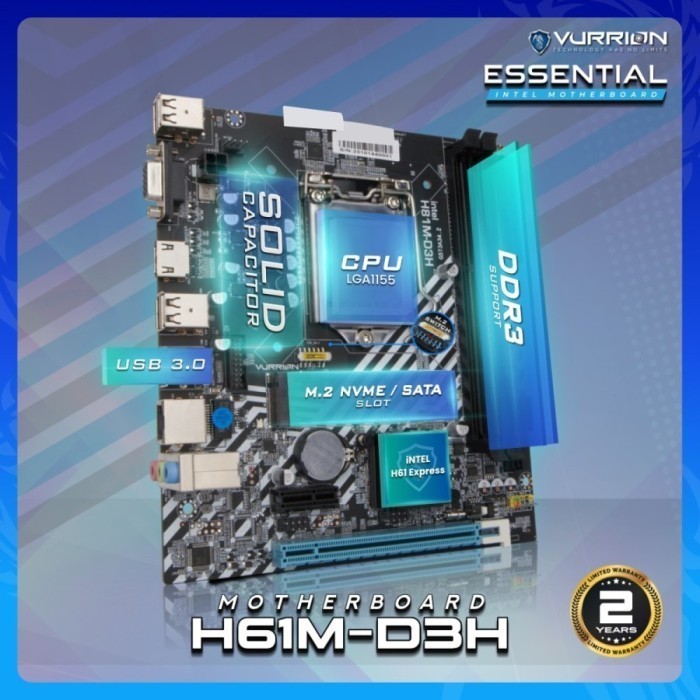GAMING MOTHERBOARD VURRION ESSENTIAL H61M-D3H LGA 1155 VURRION H61