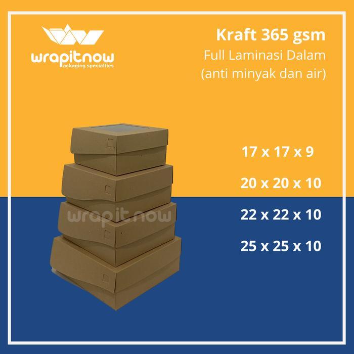 (20 Pcs) Dus Kraft 20X20X10 20X20X15 Laminasi Nasi Berkat Dus Chiffon Dus Pudding Dus Roti Sisir Dus