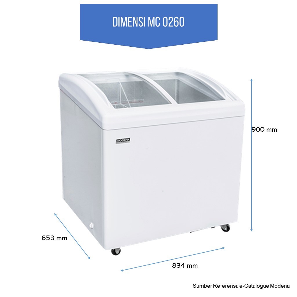 Chest Freezer / Freezer Box Kaca Modena MC 0260 W 260Liter