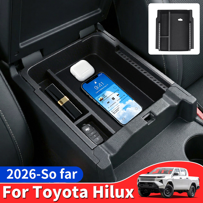 For 2026 Toyota Hilux SR5 Layered Center Console Armrest Storage Box Large Capacity Sorting