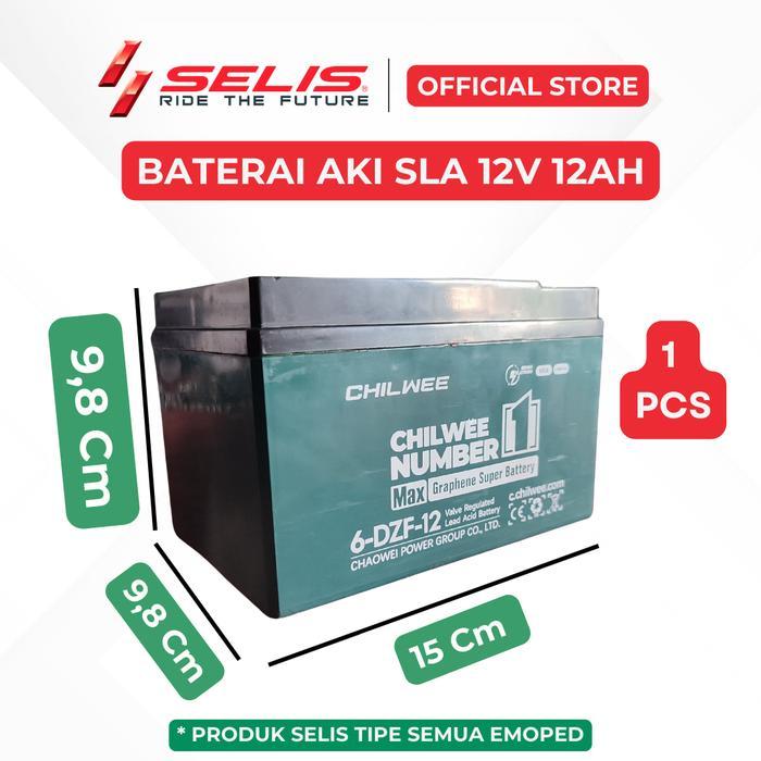 Selis - Aki Baterai 12 Volt 12 Ah Sepeda Motor Listrik Universal ( Battery )