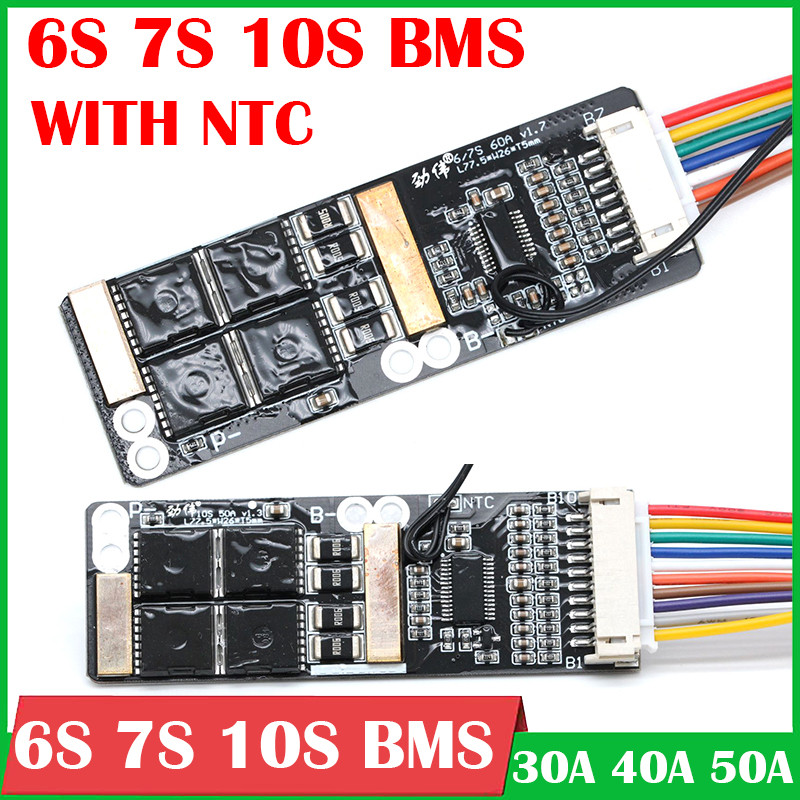 NTC 6S 7S 10S 24V 30A 40A 50A Li-ion Lithium Battery Protection Board 25.2V 29.4V BMS vacuum cleaner