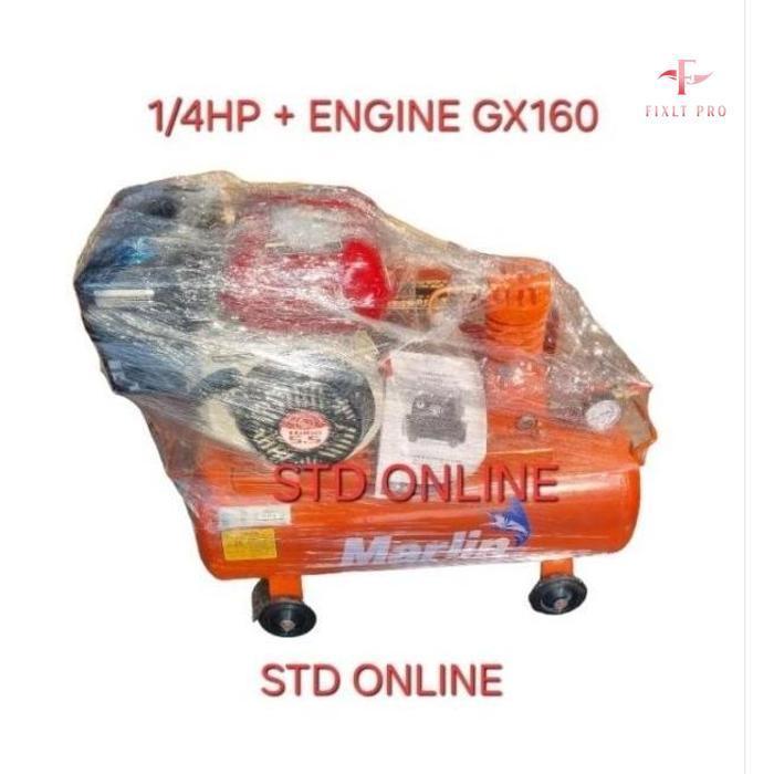 Fixlt- Kompresor 1/4hp + gx160 bensin komplite siap pakai