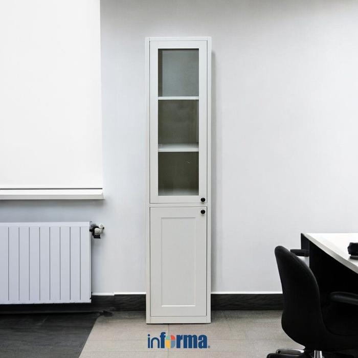 ` Informa Scott Lemari Arsip Kantor Metal Pintu Kaca Tall - Putih Rak Dokumen Kabinet Arsip Filing