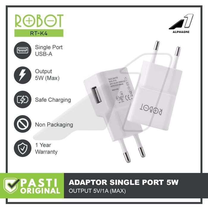 ROBOT Adaptor Kepala Charger RT-K4 Travel Charger Batok Casan HP