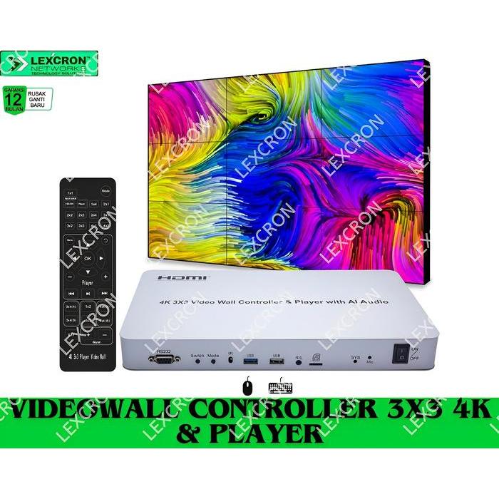 Stok Baru Lexcron Video Wall Controller 3x3 4K(input: HDMI, USB, U disk RS232, usb flasdisk)