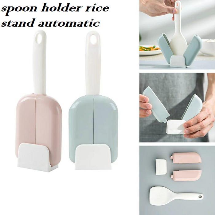 centong nasi penutup otomatis / spoon holder rice stand automatic / scoop the rice