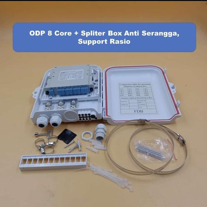 Odp 8 Core Lengkap Spliter 1:8 Box Adaptor SolidUPC