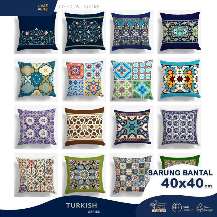 SARUNG Bantal Sofa Motif Turkish Ubin 40 x 40 cm Maroko