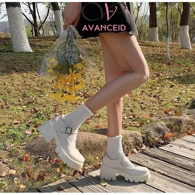 Donatello - Size 36-42 Talitah Heels Sepatu Sneakers Wanita Kerja Docmart Maryjane Hitam Karet Shoes