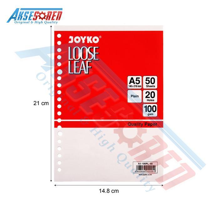 BIG SALE Kertas Binder Loose Leaf A5-100PL-50 Joyko Putih Polos [50 Lembar] / Isi Binder A5 1 Pak /