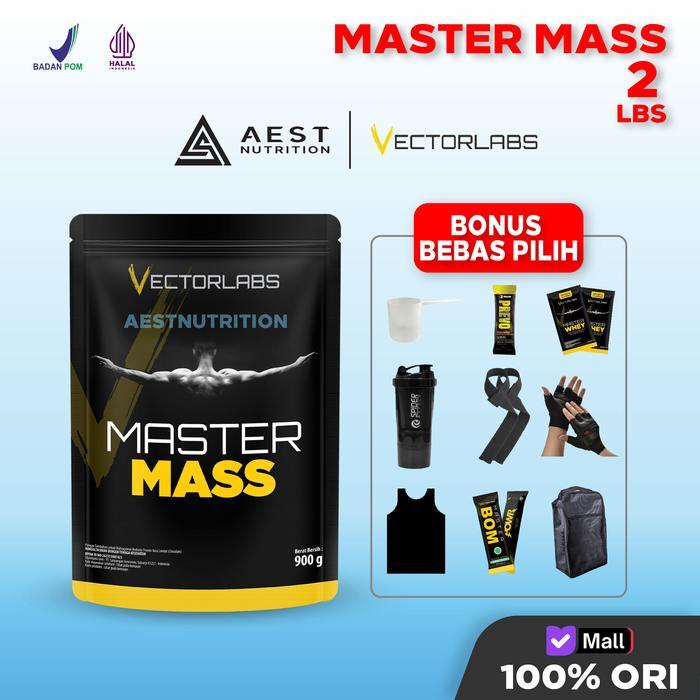 Vectorlabs Master Mass 2 lbs 900 gram Susu Gainer Protein Tinggi Kalori