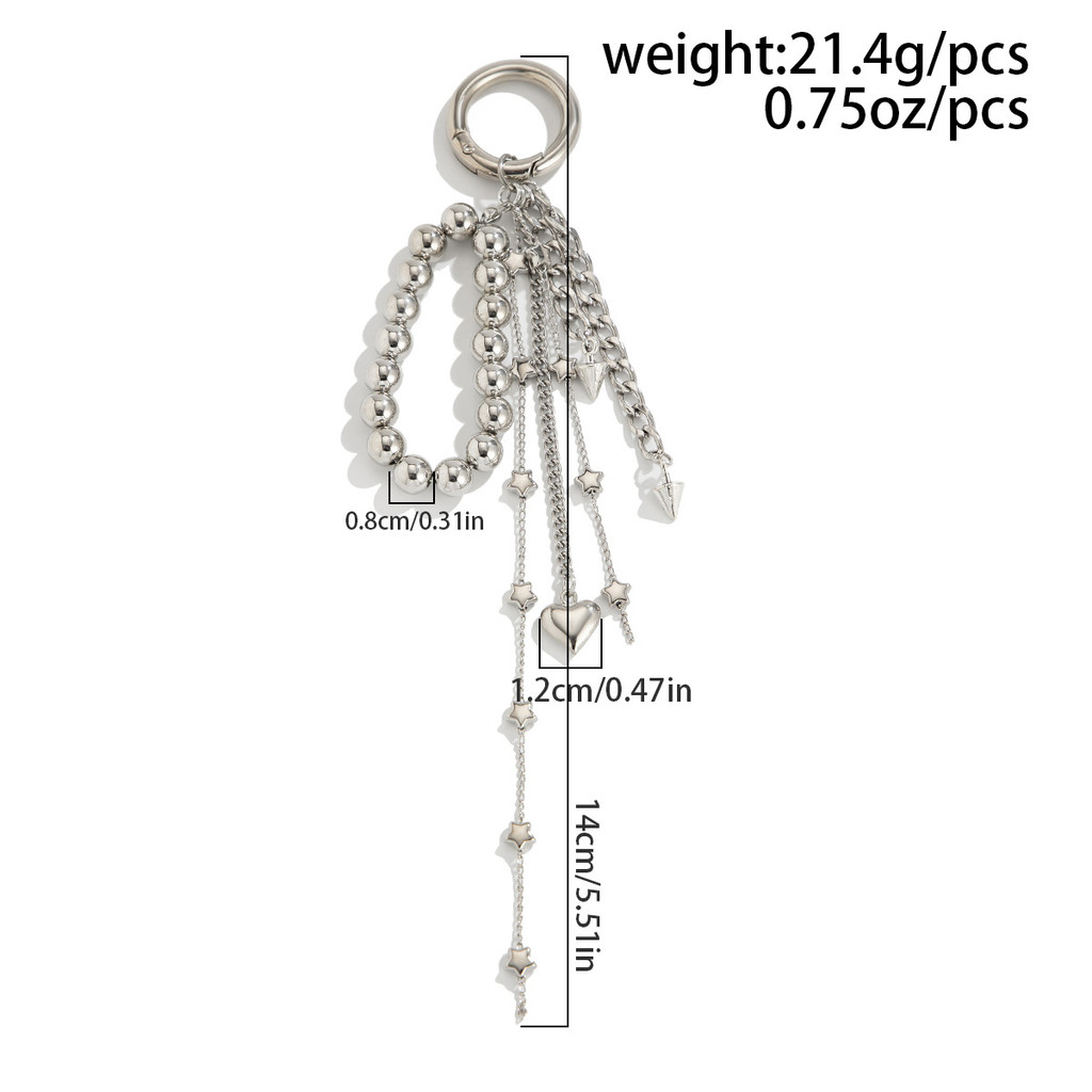 CCB Pearl Beadeds Chain Keychain Ccb Peach Heart Bead Bag Chain Pendant Jewelry Accessories Daily
